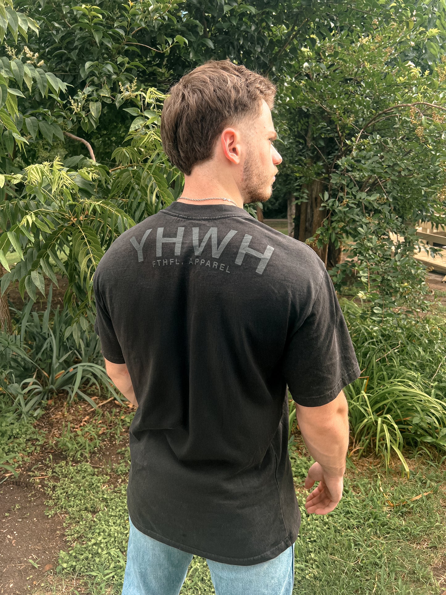 YHWH Oversized Tee | Faded Black | LIMITED